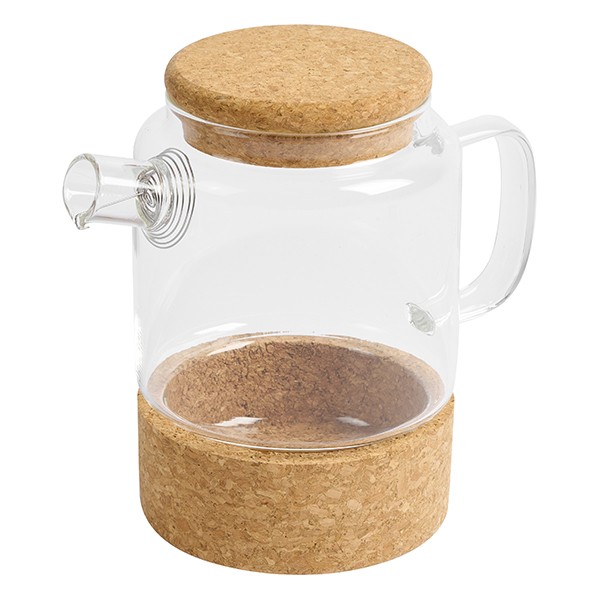 Чайник заварочный «Проотель», термостойкое стекло, пробка натур., 0,6 л, прозрачный, коричневый