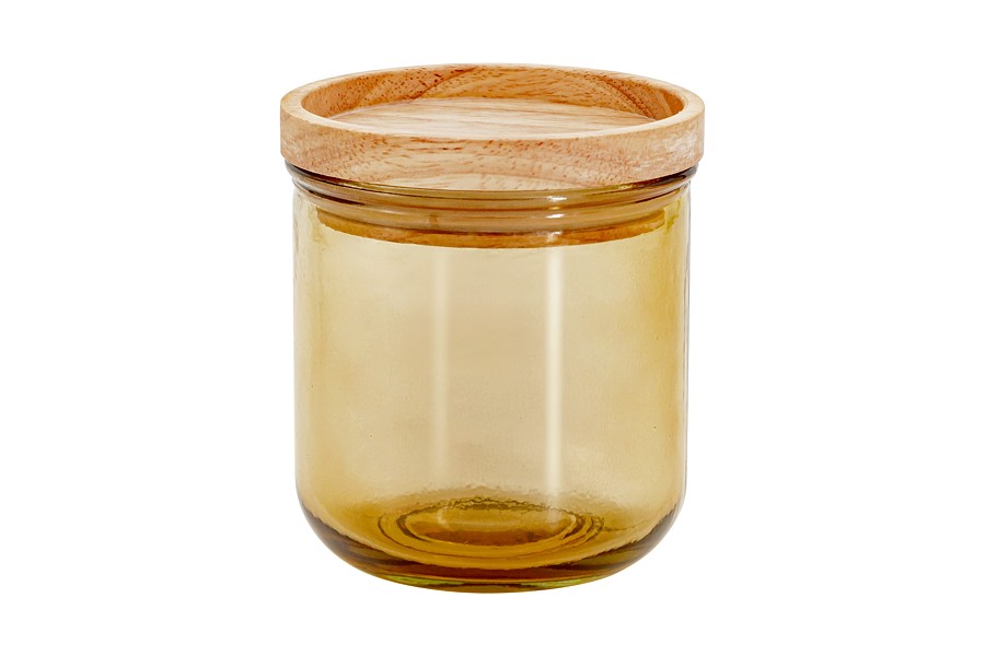 Банка для сыпучих продуктов, 350 мл, стекло/дерево, светло-коричневая, Jars Банка для сыпучих продуктов, 350 мл, стекло/дерево, светло-коричневая, Jars