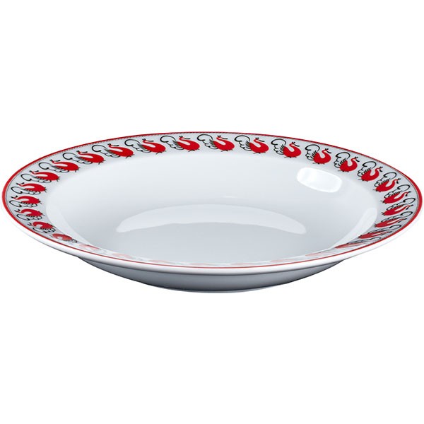 Тарелка глубокая «Мезень» Принц Лебеди, фарфор, 225 мм, белый, красный