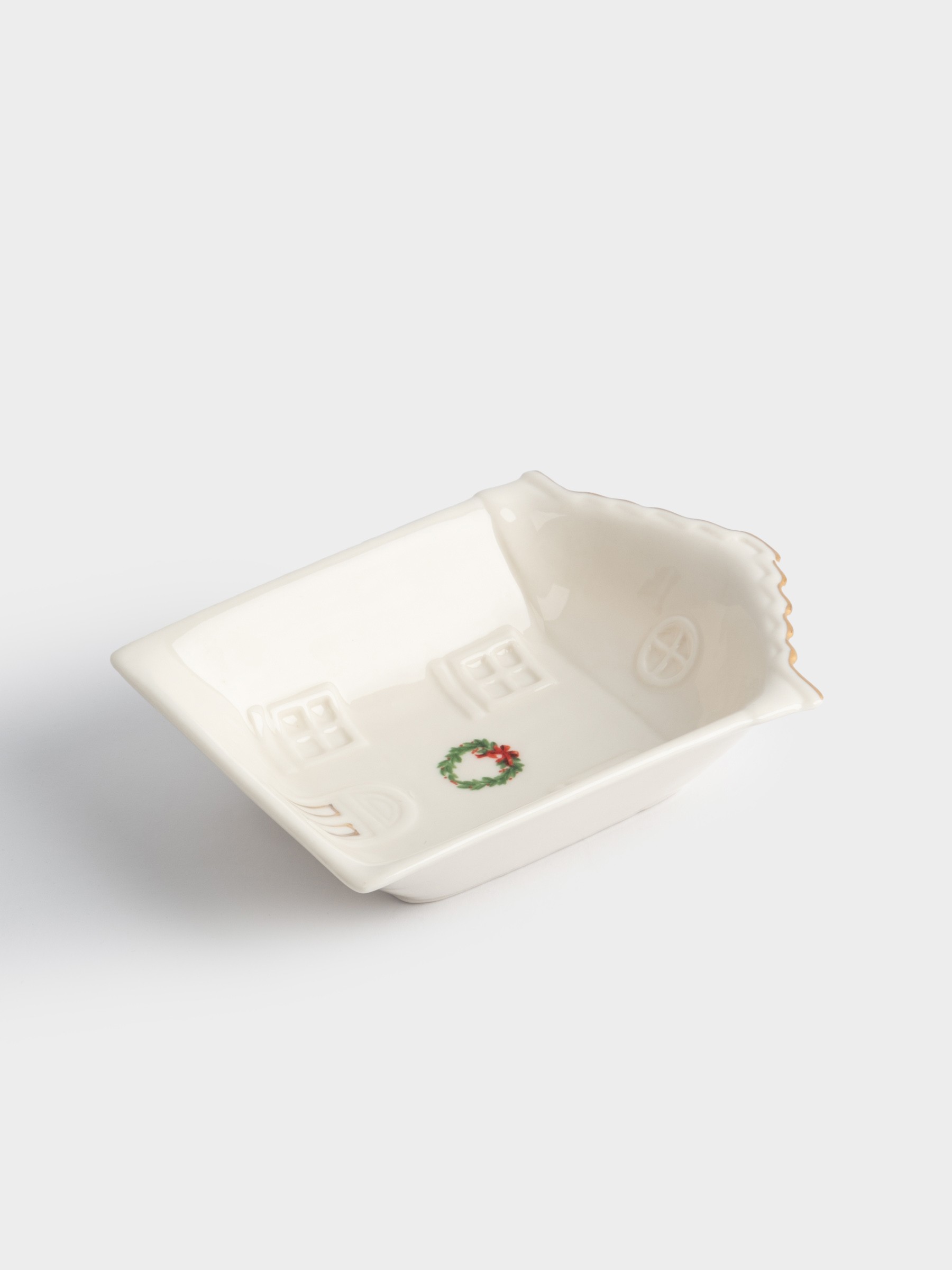 Пиала, 15✕12✕4 см, фарфор, белая, Дом с венком, Townlet