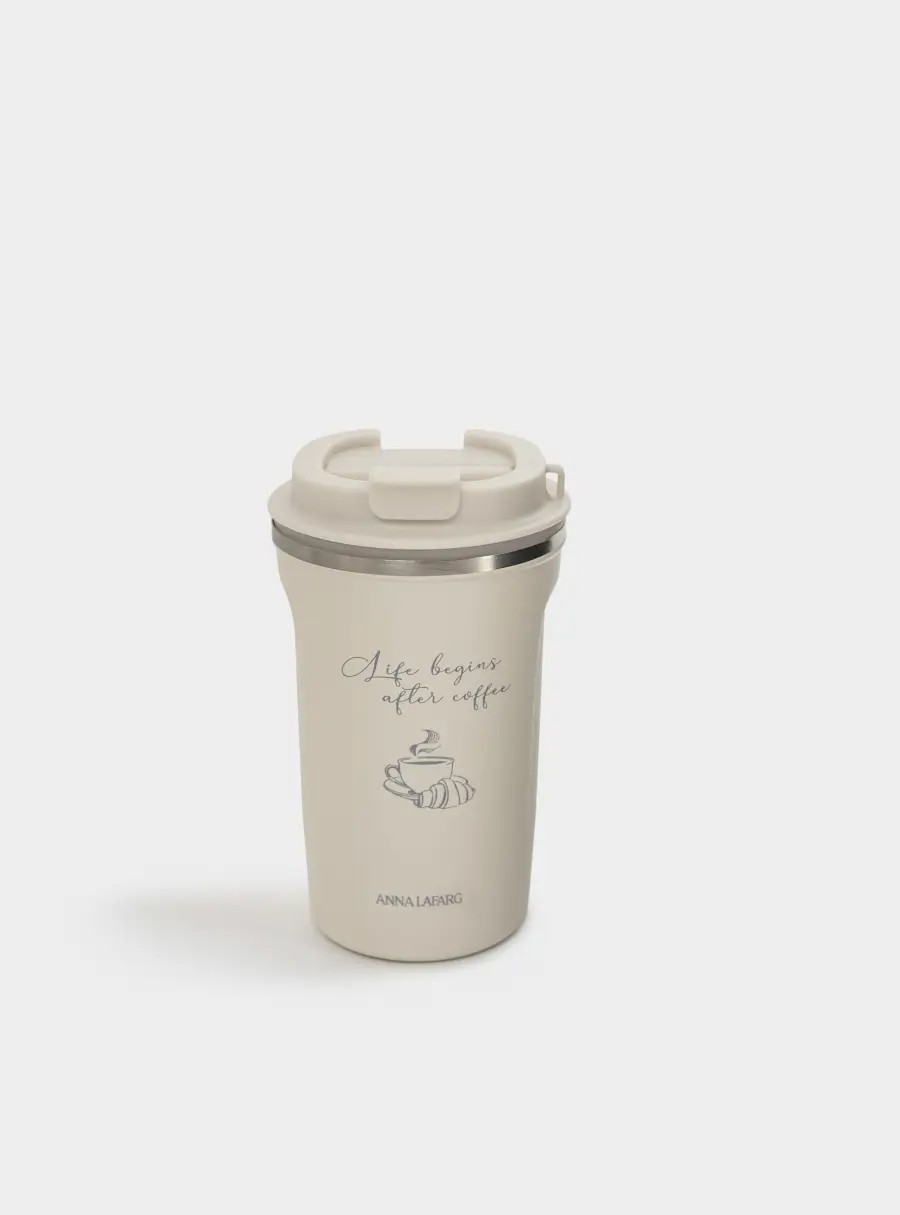 Термокружка, 380 мл, сталь/пластик, молочная, Доброе утро, Coffee lover