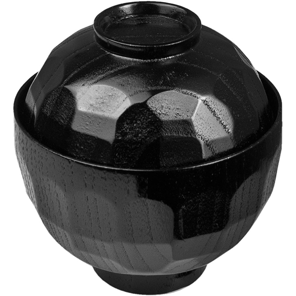 Мисосупница с крышкой; сосна; 320мл; D=95, H=105мм; черный