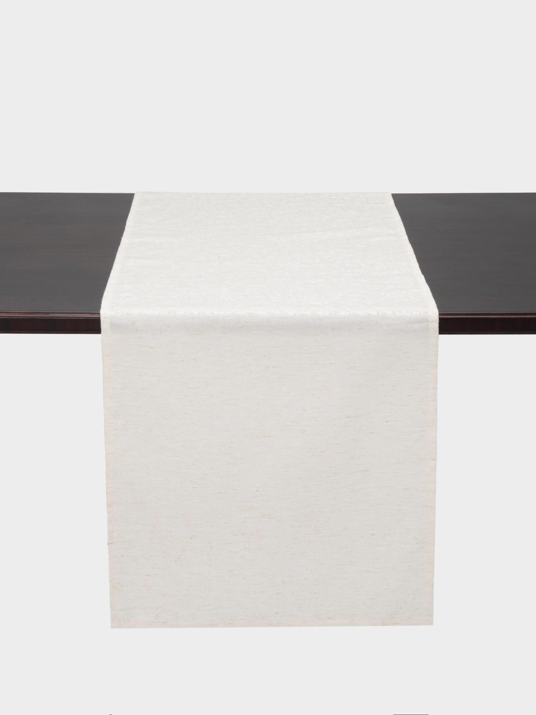 Дорожка настольная, 40✕160 см, жаккард, полиэстер/лен, бежевая, Цветы, Vernazza