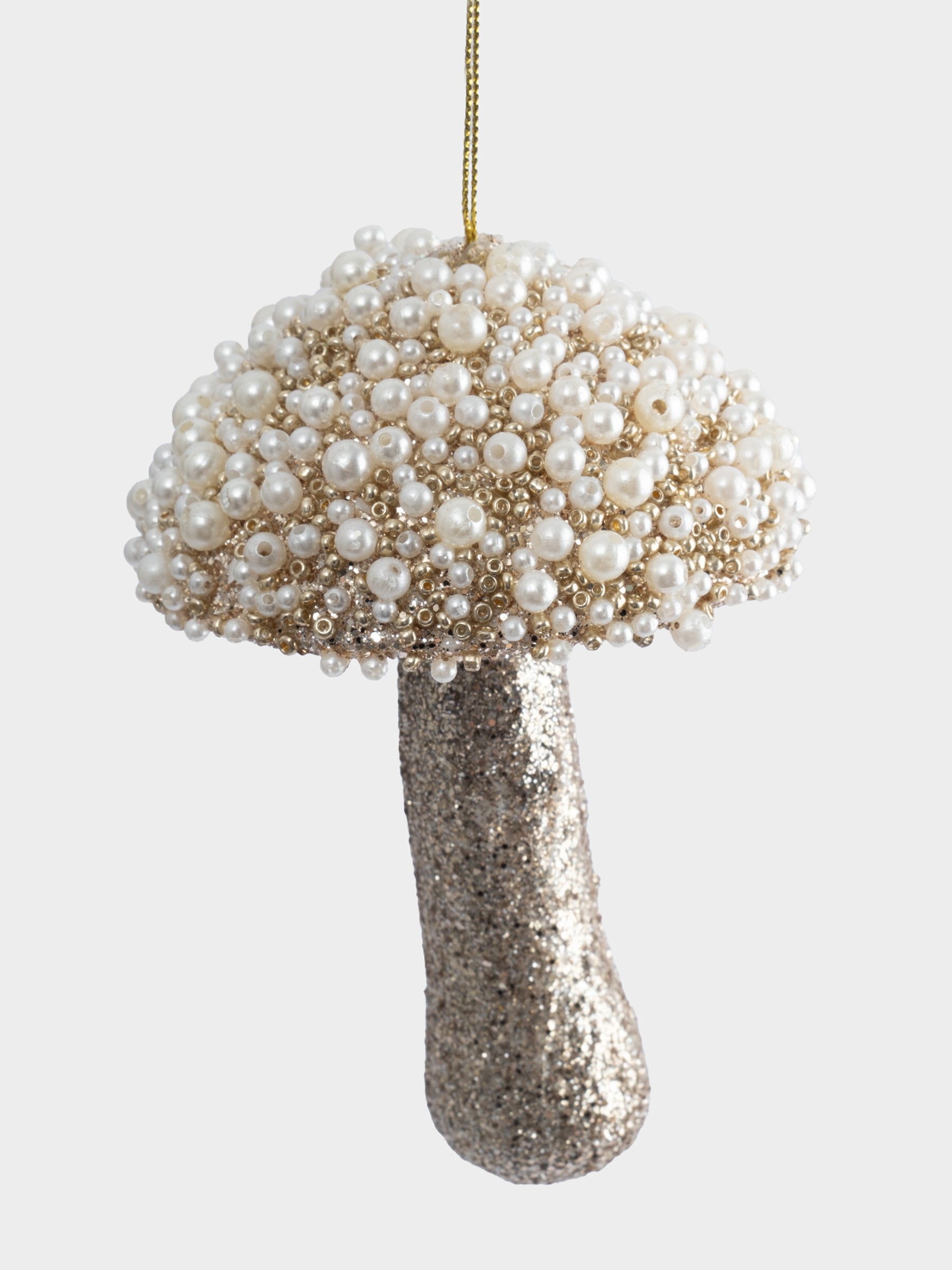 Игрушка елочная, 13 см, пластик, шампань, Гриб, New year