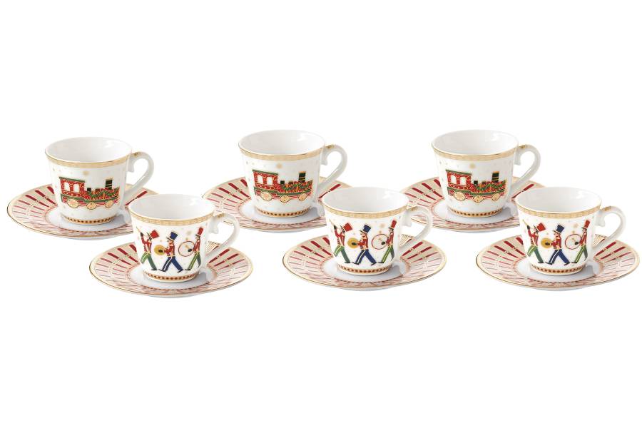 Набор: 6 чашек с блюдцами для кофе, эспрессо 80 мл Полярный экспресс