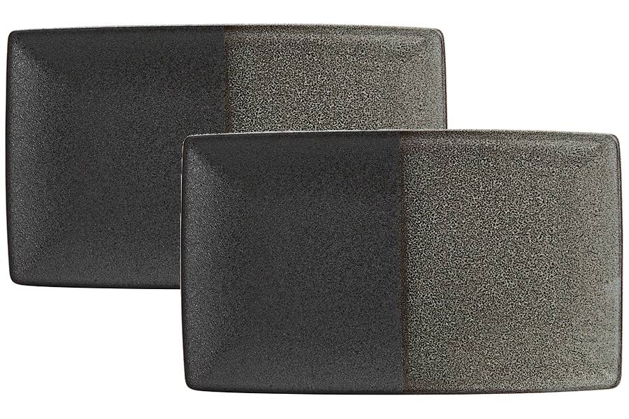 Набор 2 блюда, 27,5х16 см, фарфор P, черно-серое, в крапинку, прямоугольное, Umi Набор 2 блюда, 27,5х16 см, фарфор P, черно-серое, в крапинку, прямоугольное, Umi