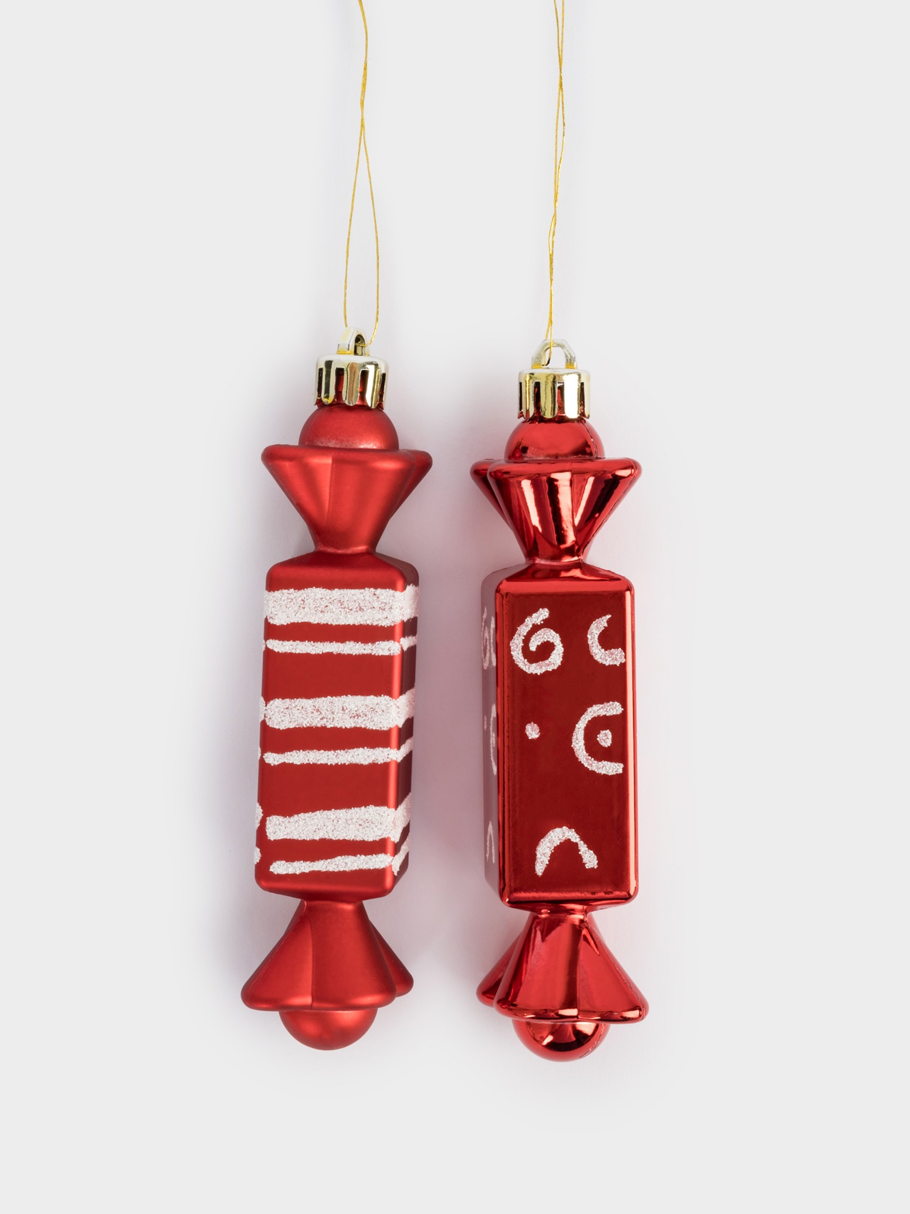 Игрушка елочная, 2 шт, 3✕12 см, пластик, красная, Конфеты, New year Игрушка елочная, 2 шт, 3✕12 см, пластик, красная, Конфеты, New year