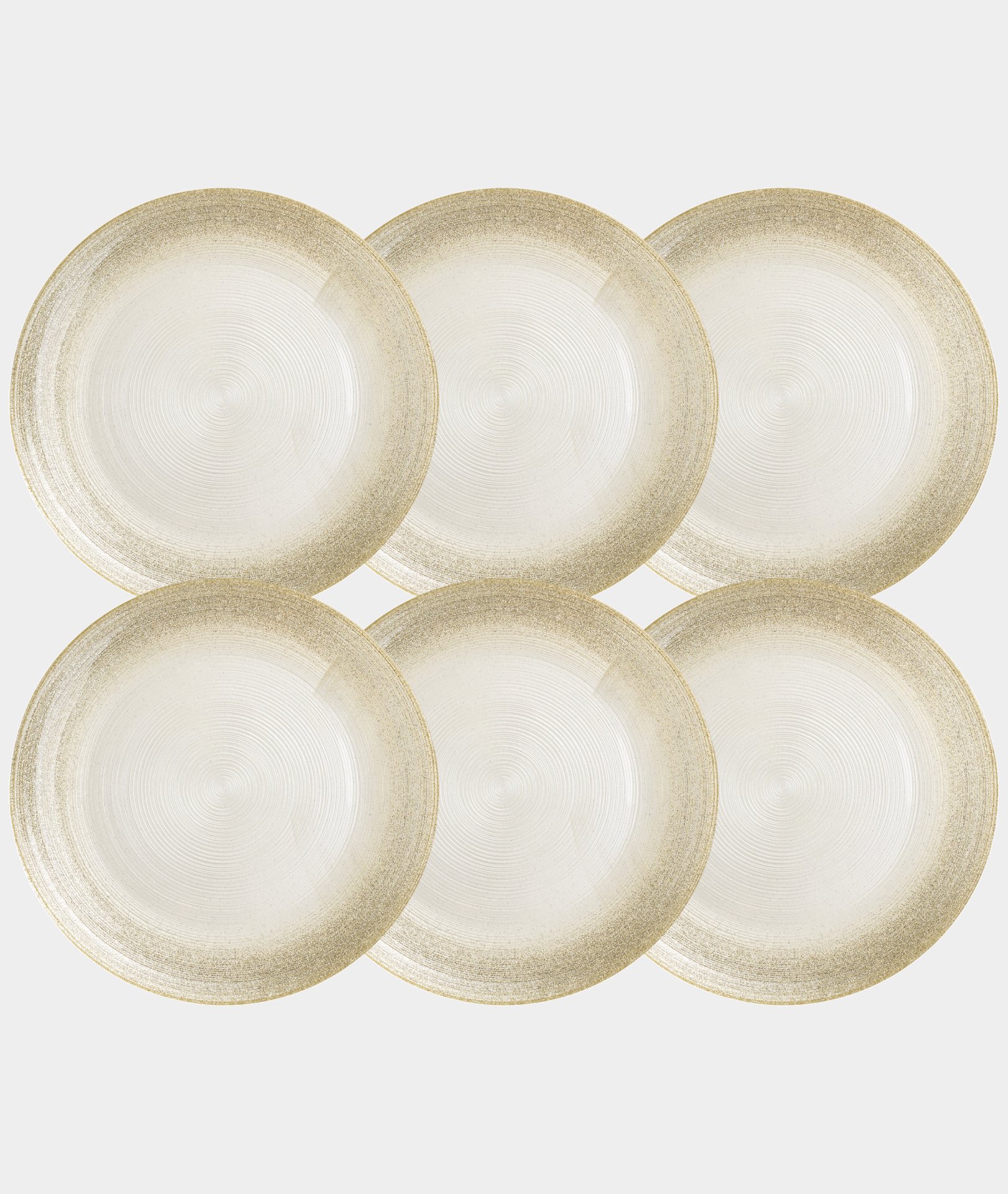 Набор 6 тарелок закусочных, 21 см, стекло, молочная/шампань, Marbella