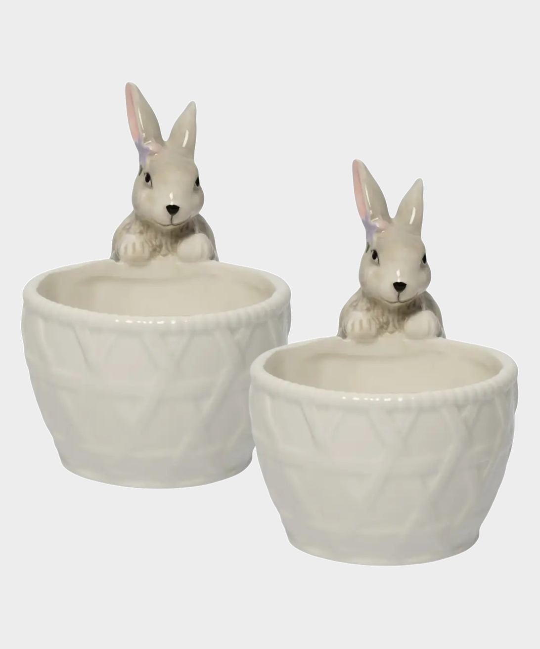 Набор 2 конфетницы, 12✕16 см, керамика, молочно-серая, Кролик с корзинкой, Brown Rabbit