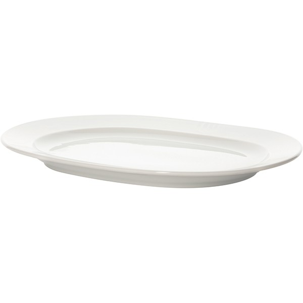 Блюдо овал. «Карат», фарфор, H=25,L=360,B=270мм, белый