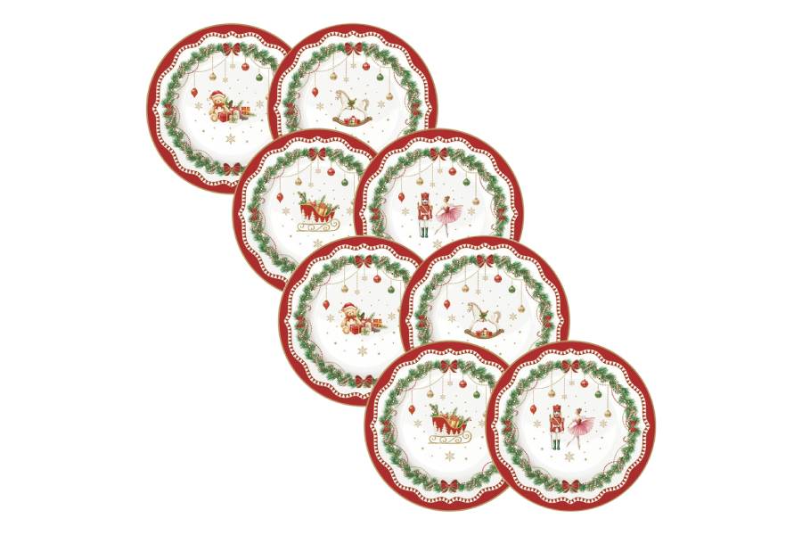 Набор тарелок десертных, 19 см, 8 шт, фарфор P, белая, Микс, Magie de Noel