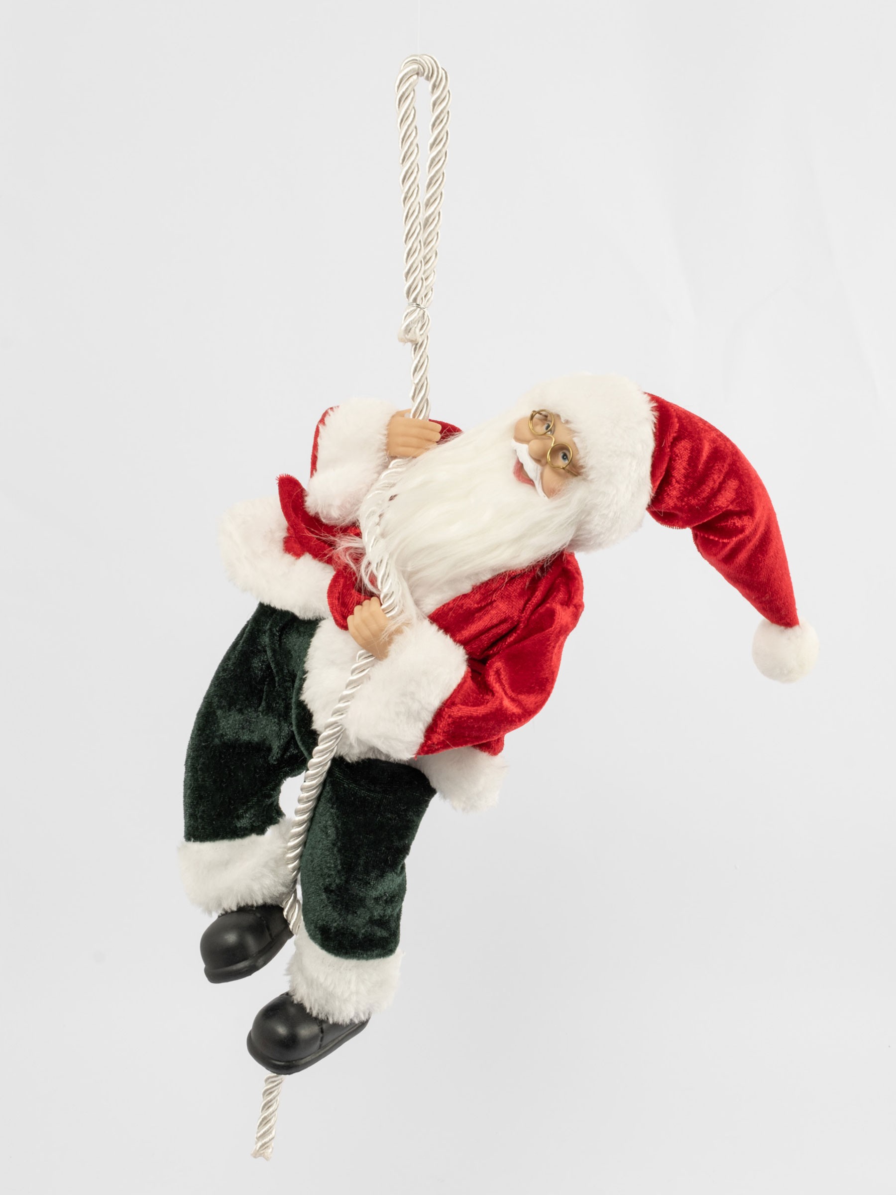 Изделие декоративное, 40 см, подвесное, полиэстер, Санта на канате, New year