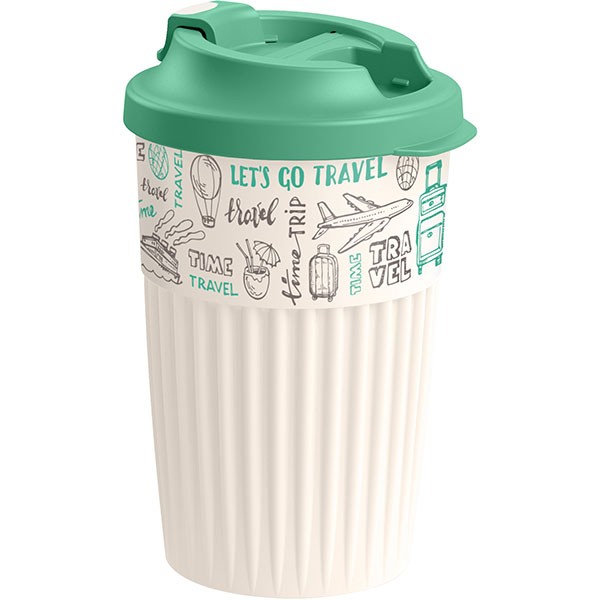 Стакан для горячих напитков «Трэвэл», полипропилен, 450 мл, бежевый, зелёный