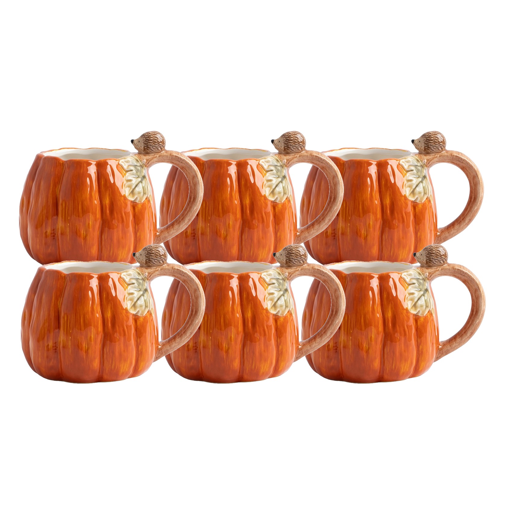 Набор 6 кружек, 340 мл, керамика, оранжевая, Тыква, Bright pumpkin