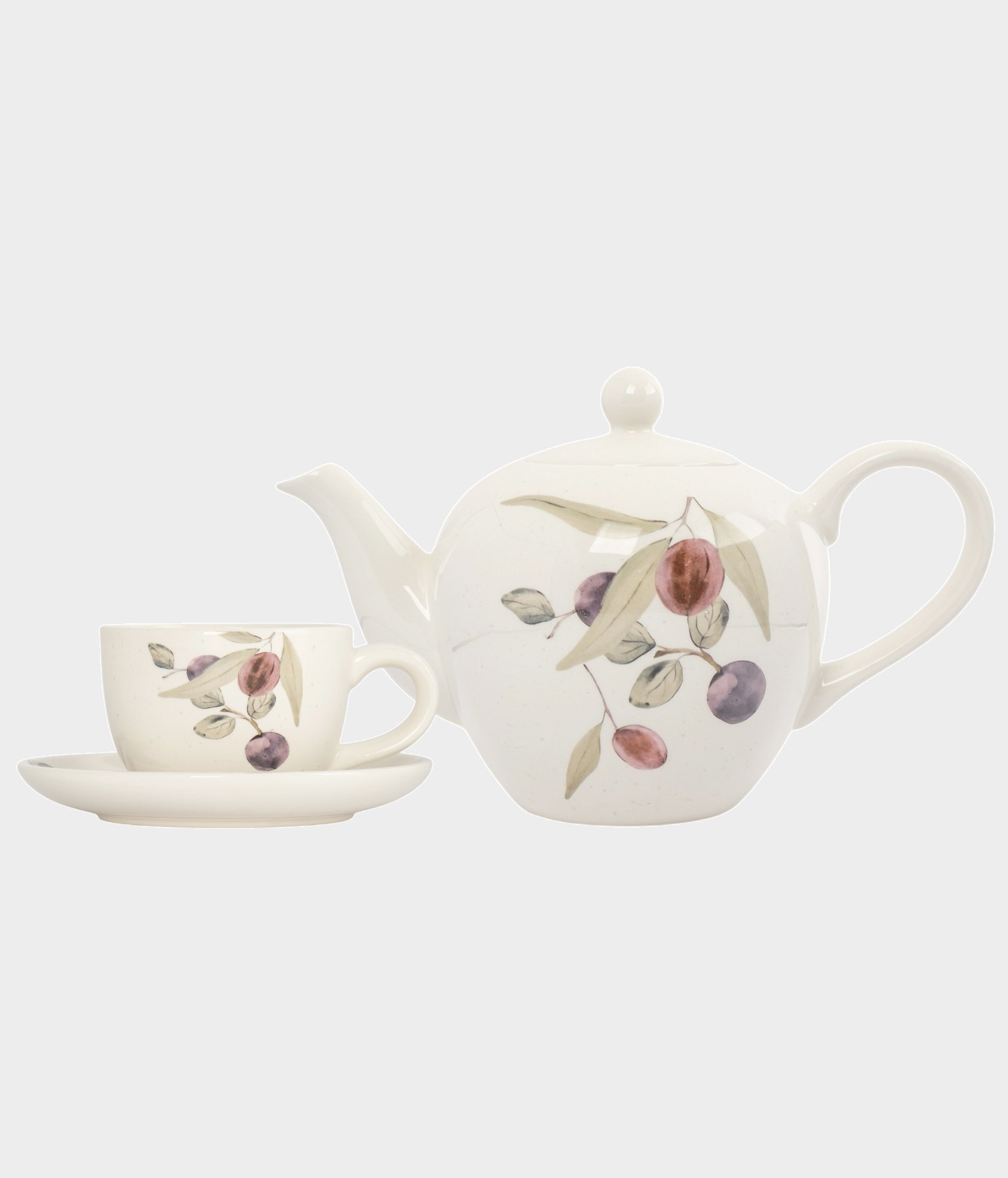 Чайный сервиз, 6 персон, 13 предметов, керамика, белая, Сливы, Plum Orchard