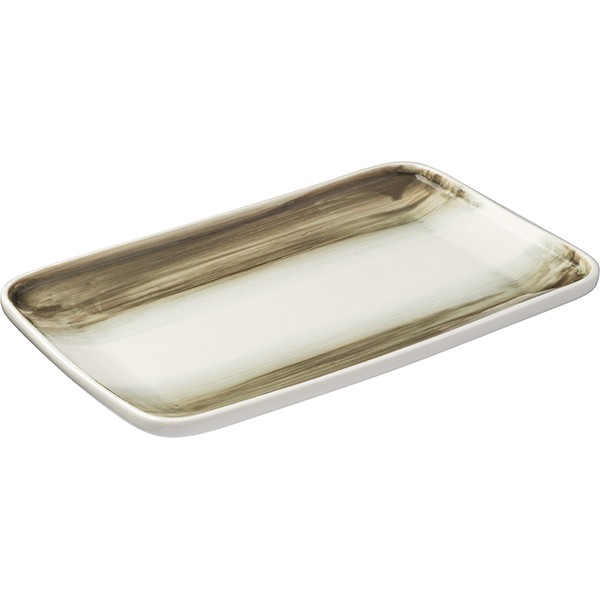 Тарелка «Айсио» прямоугольная, фарфор, 281✕179✕27 мм, белый, серый