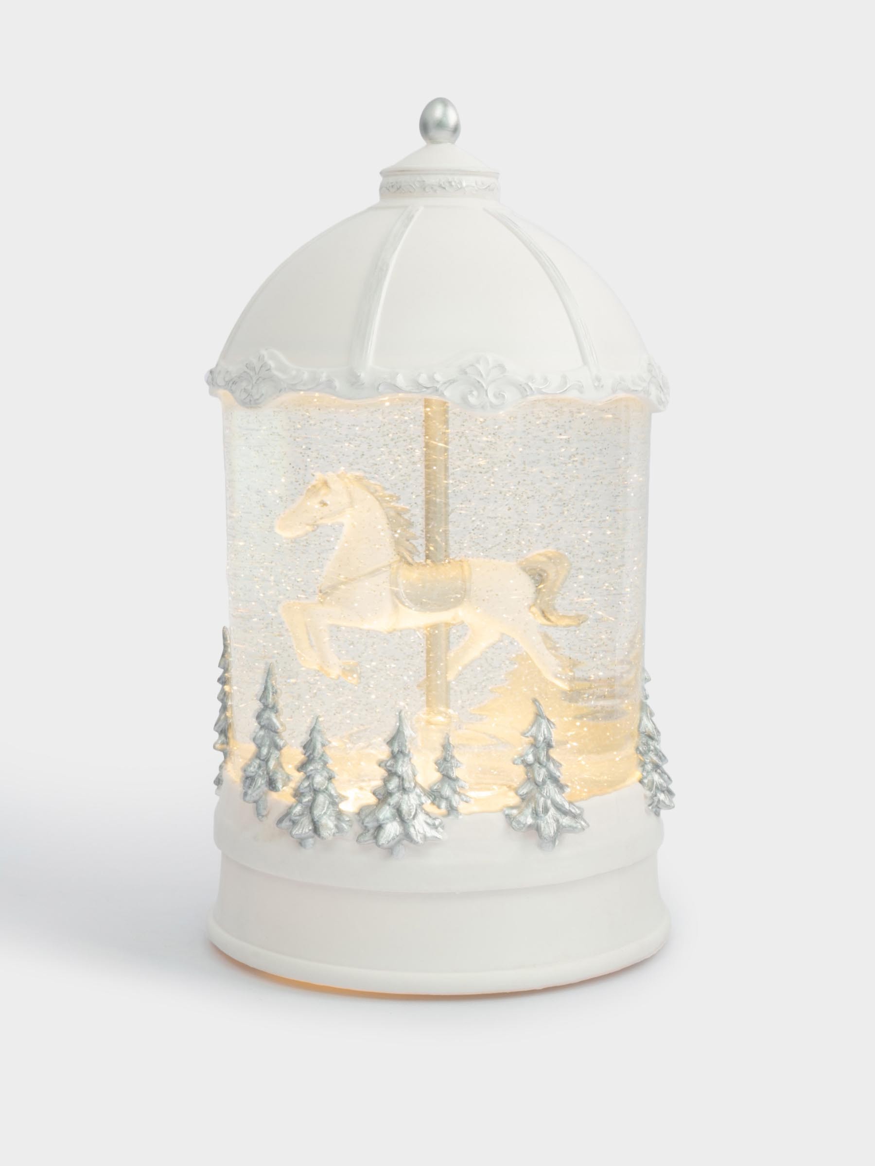 Снежный фонарь, 20 см, с подсветкой, пластик, белый, Лошадь под куполом, Horse Снежный фонарь, 20 см, с подсветкой, пластик, белый, Лошадь под куполом, Horse
