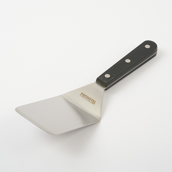Лопатка кухонная изогнутая, нержавеющая сталь, полиоксиметилен, 245✕70✕1,2 мм, черный