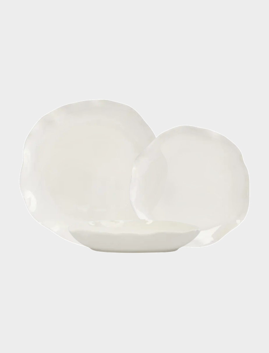 Сервиз обеденный, 6 персон, 18 предметов, фарфор, белый, Волнистый край, White ocean