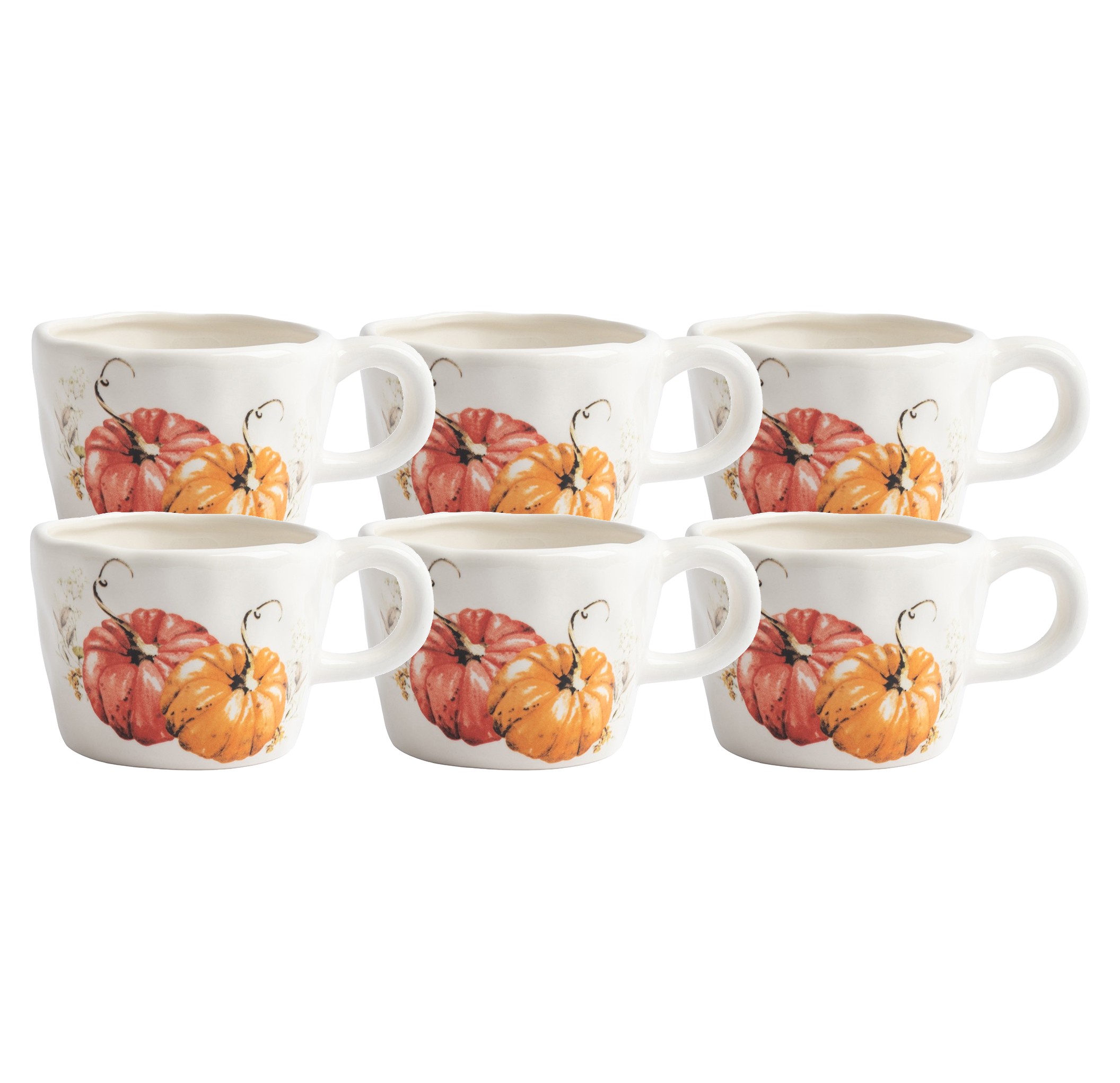 Набор 6 кружек, 340 мл, керамика, молочная, Тыквы, Bright pumpkin