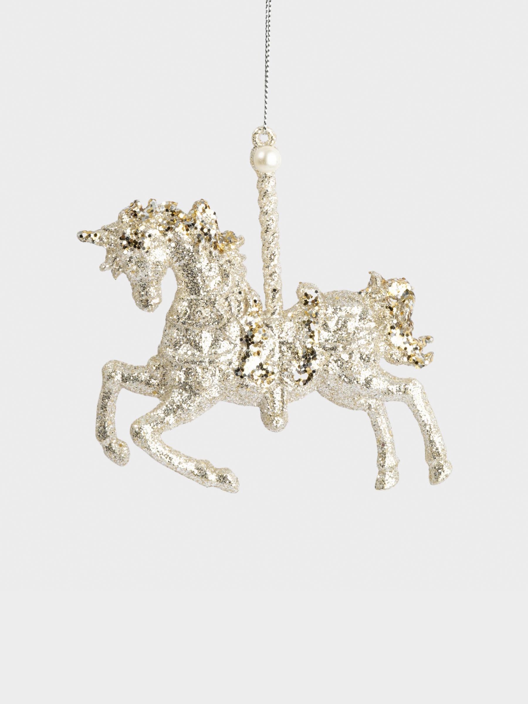 Игрушка елочная, 13✕12 см, пластик, шампань, Лошадь, New year