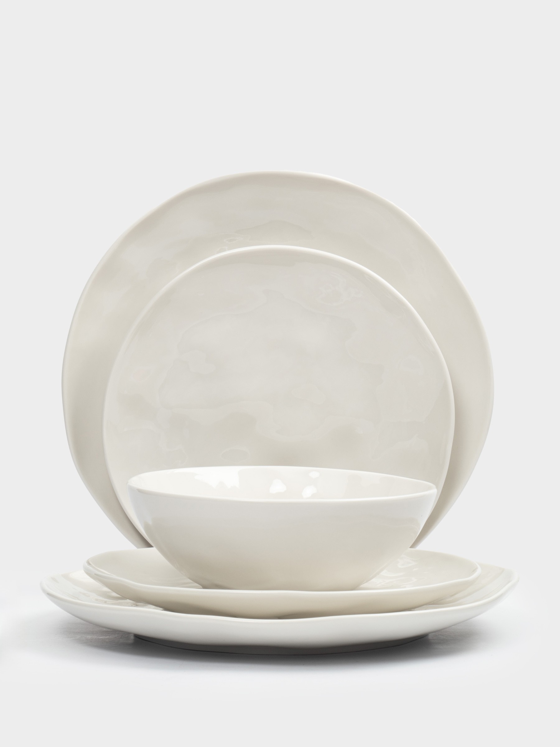 Сервиз обеденный, 6 персон, 18 предметов, фарфор, белый, Мятый эффект, Barkhan Сервиз обеденный, 6 персон, 18 предметов, фарфор, белый, Мятый эффект, Barkhan