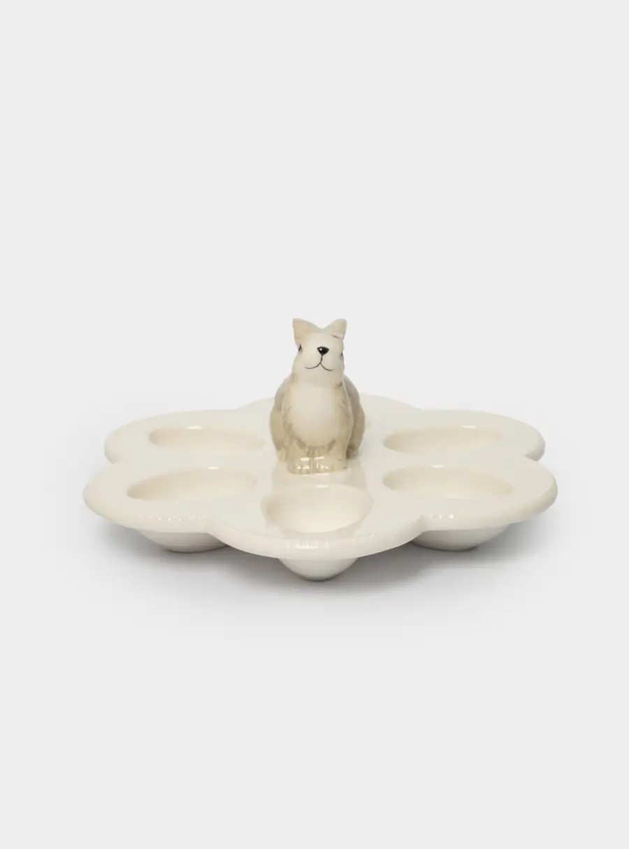 Блюдо пасхальное, 22✕9 см, 6 отделений, молочно-серое, Кролик с цветами, Brown Rabbit