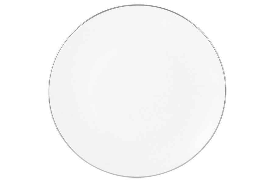 Тарелка обеденная, 27,5 см, фарфор P, белая, с серебристым кантом, White Platinum