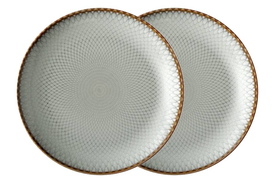 Набор 2 тарелки закусочных, 20 см, керамика, серо-бежевая, Серые ромбы, Mandala