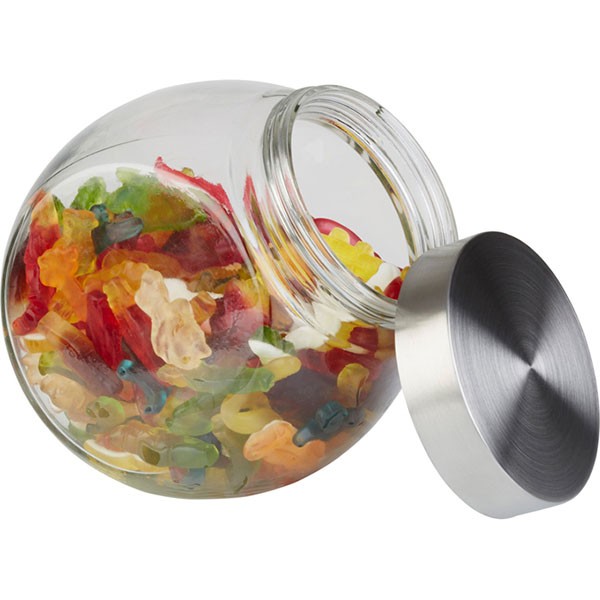 Емкость фуршетная для закусок с крышкой, стекло, нержавеющая сталь, 1 л