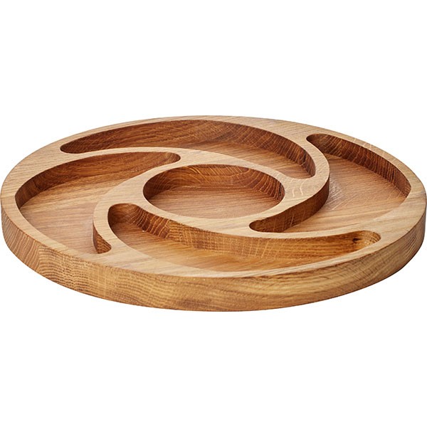 Менажница 5 секций круглая, дуб, 300 мм, деревянный