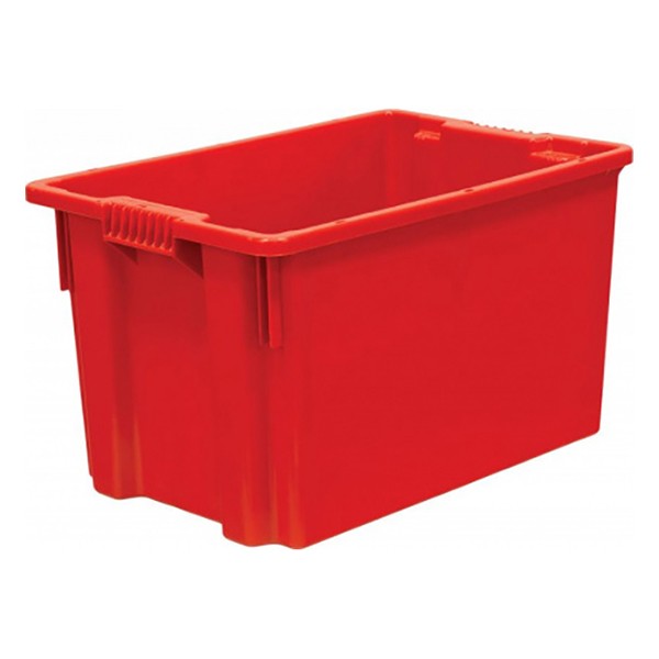 Ящик для продуктов, полиэтилен, 63 л, красный