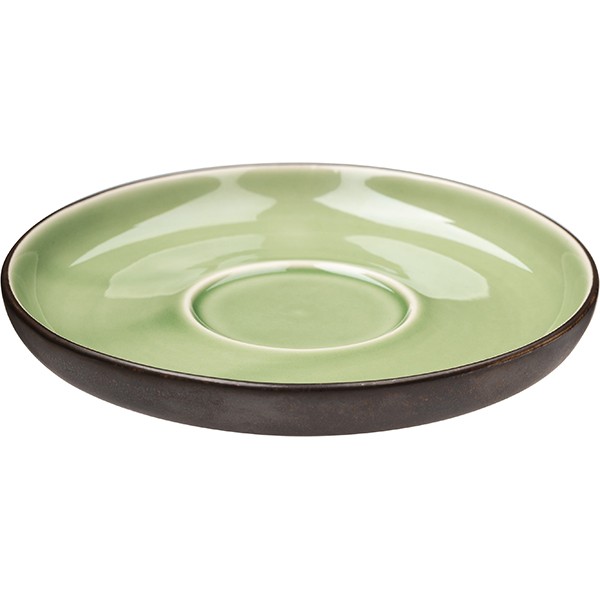 Блюдце «Сейдж», фарфор, 120/45 мм, зелёный, бронзовый