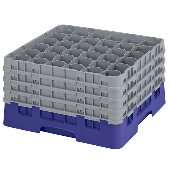 Кассета для бокалов 36 ячеек Dmax=73, Hmax=238 мм, полипропилен, синий, серый