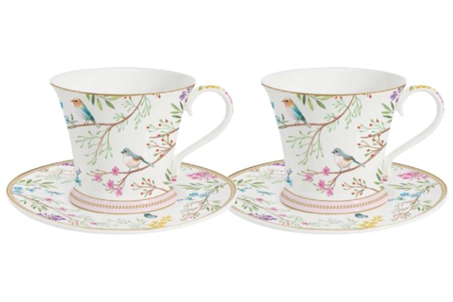 Набор 2 чашки с блюдцами Пение птиц, 0,2 л Набор 2 чашки с блюдцами Пение птиц, 0,2 л
