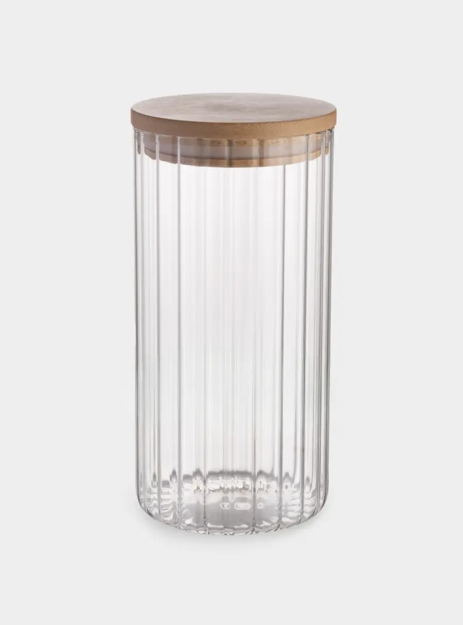 Банка для сыпучих продуктов, 1 л, стекло/бамбук, Grand