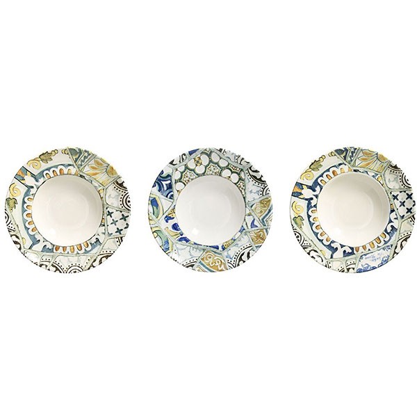 Тарелка для пасты «Сисайд Майолика» с рисунком, фарфор, 266 мм, в ассортименте