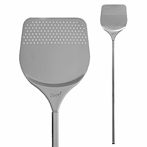 Лопата для пиццы перф. с ребр.ручкой 33*33см алюмин. ,L=1,7 м металлич.