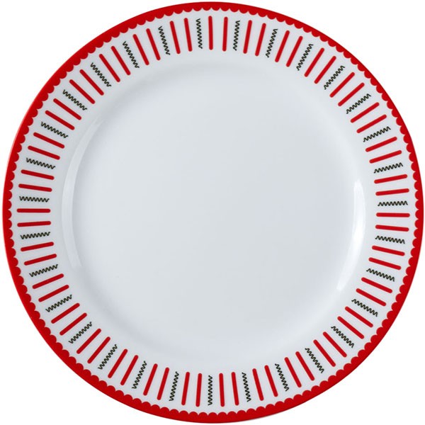 Тарелка «Мезень» Классик Заборчик плоская, фарфор, 19 см, белый, красный Тарелка «Мезень» Классик Заборчик плоская, фарфор, 19 см, белый, красный