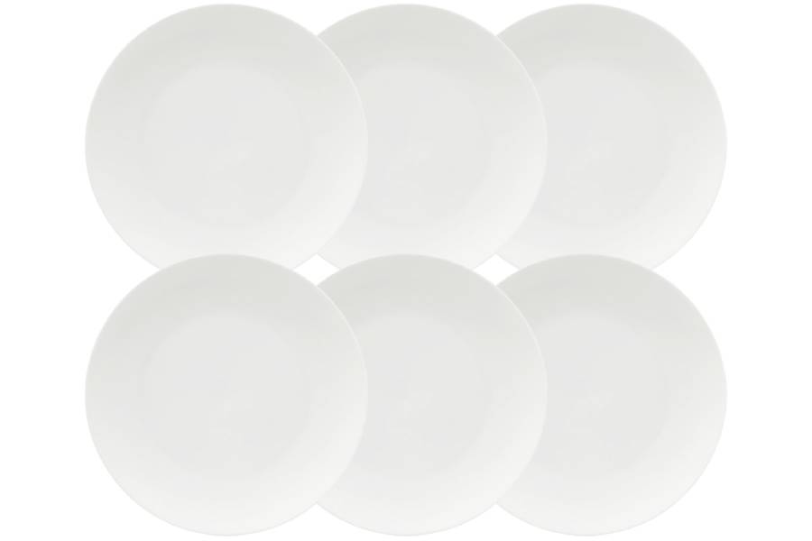 Набор 6 тарелок закусочных, 19 см, фарфор P, белая, White Basics