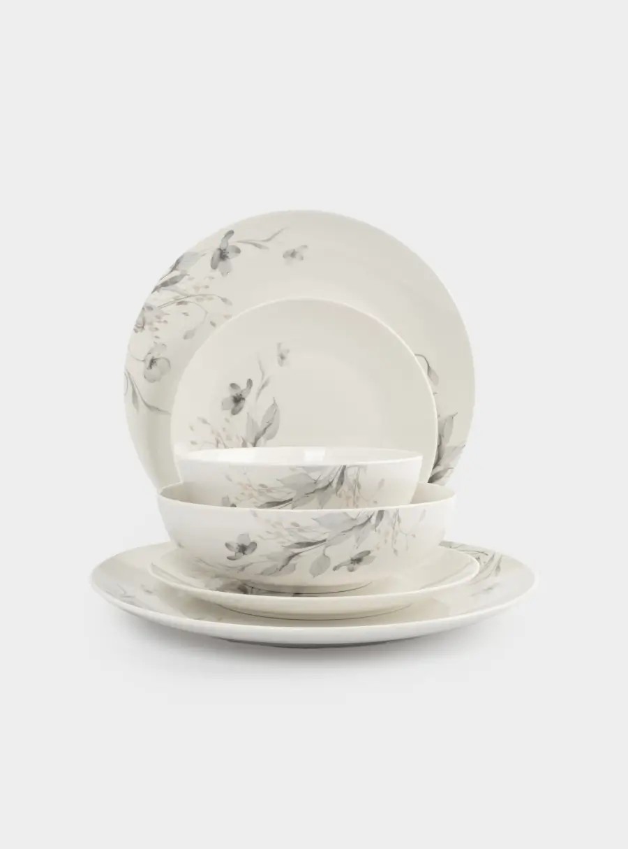 Сервиз обеденный, 12 персон, 38 пр, костяной фарфор, молочный, Полевые цветы, Flower melody