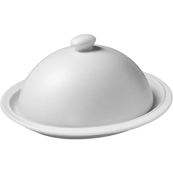 Тарелка «Парфенон» с крышкой, фарфор, 16 см, белый, матовый
