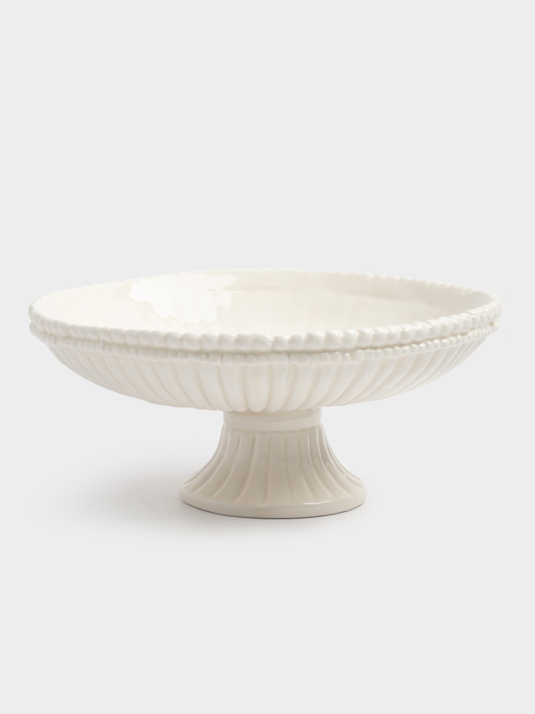 Блюдо на ножке, 17✕9 см, керамика, белое, Tulip