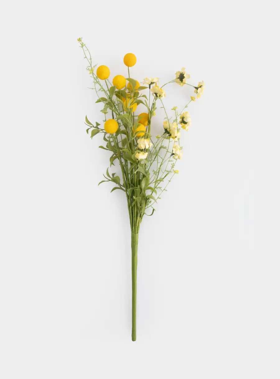 Ветка декоративная, 57 см, пенопласт/металл, Желтые цветы, Interior spring
