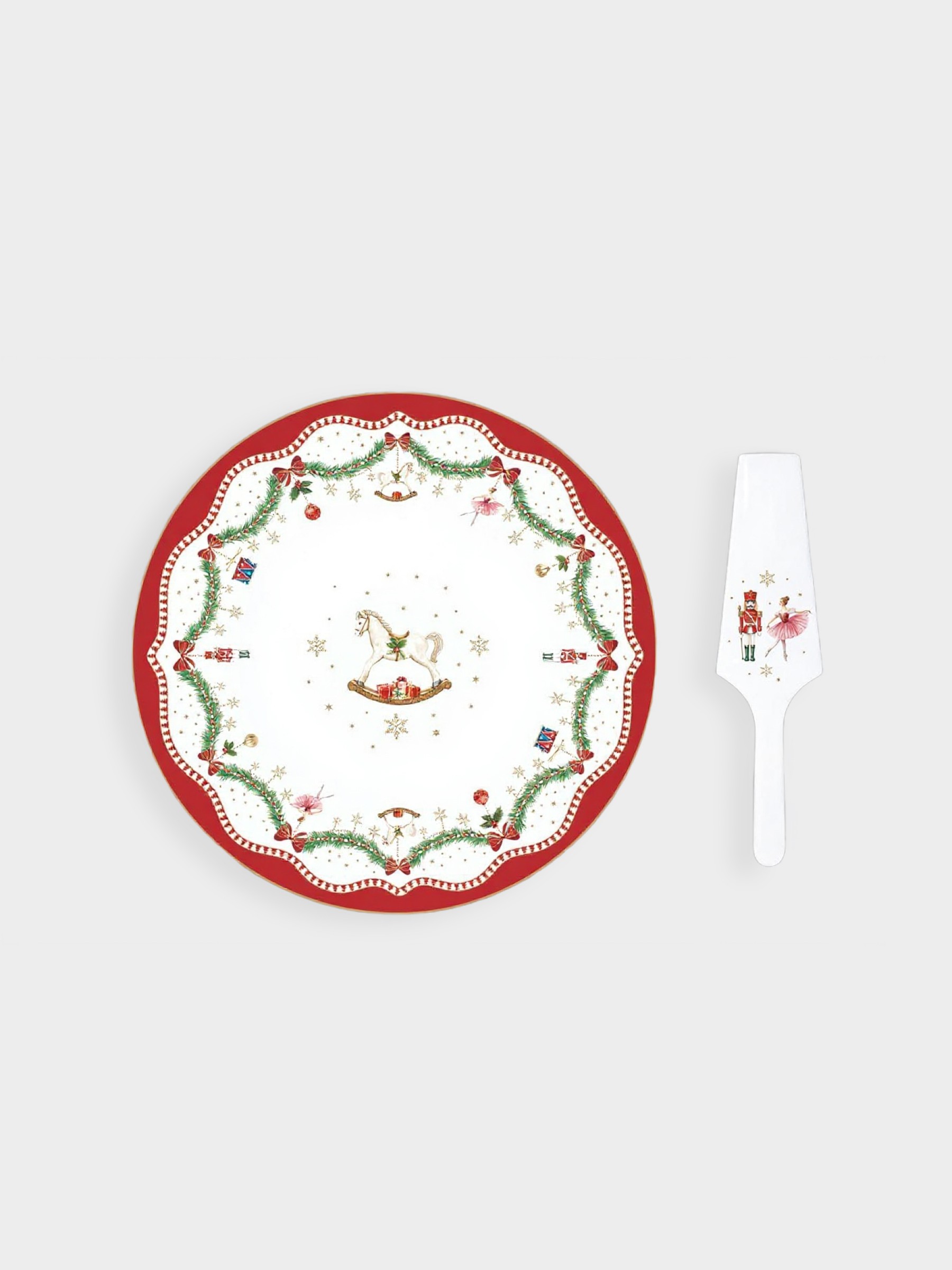 Блюдо, 32 см, с лопаткой, фарфор P, белое, Новогодняя гирлянда, Magie de Noel
