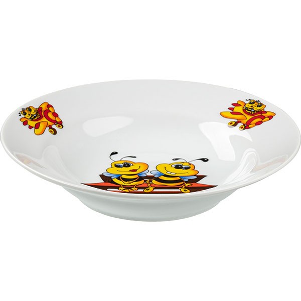 Тарелка глубокая «Пчелы» детская, фарфор, 20 см, белый