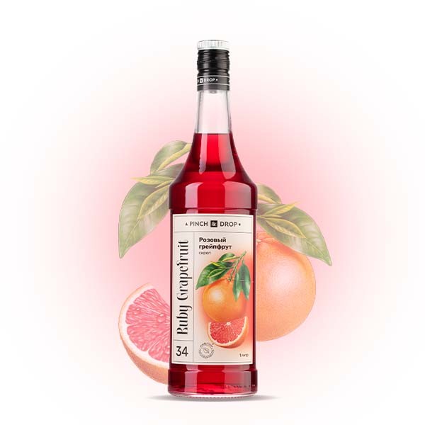 Сироп «Розовый Грейпфрут» Pinch&Drop, стекло, 1 л, красный