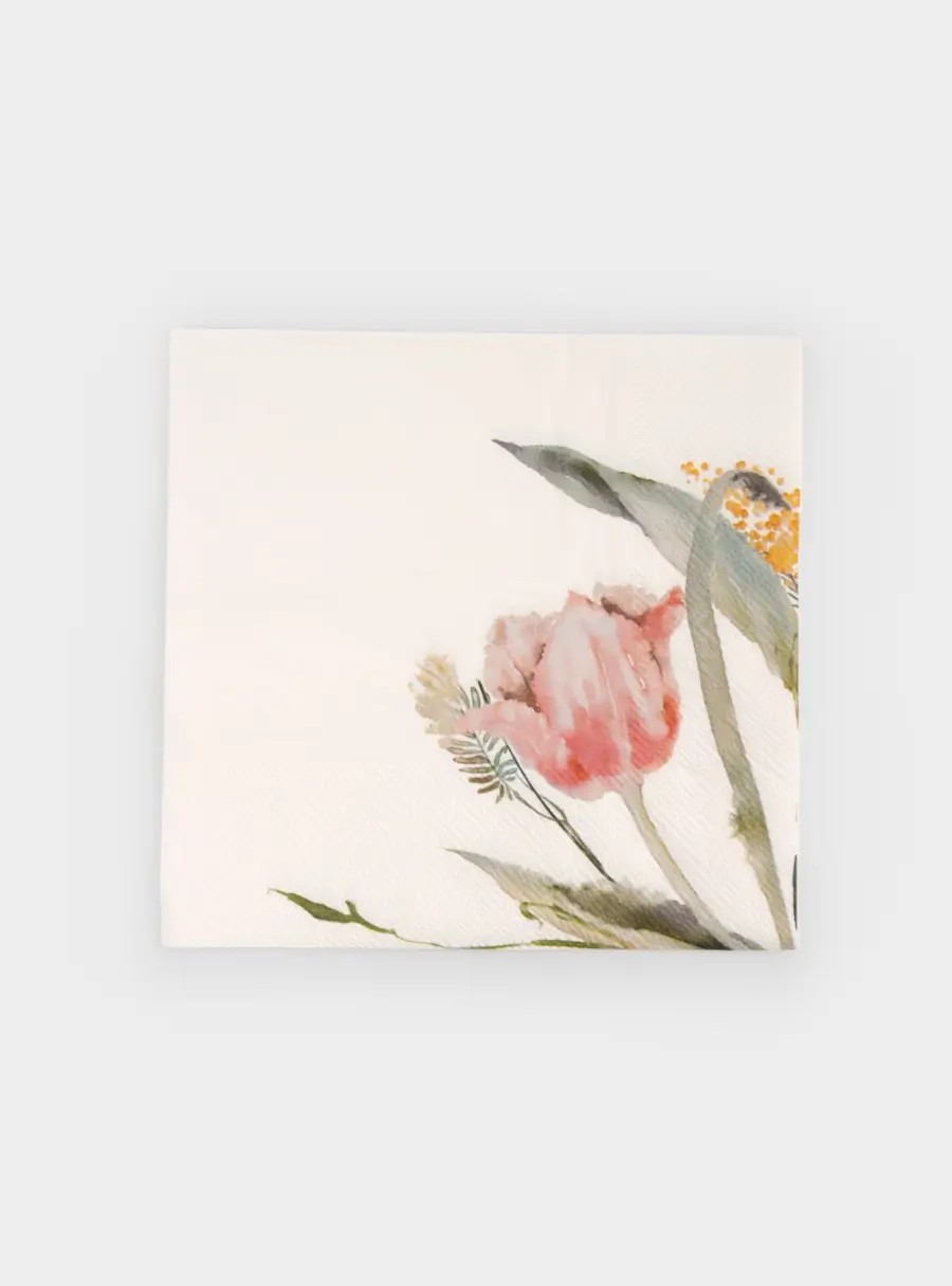 Салфетки бумажные, 33✕33 см, 20 шт, квадратные, белые, Тюльпан, Bouquet