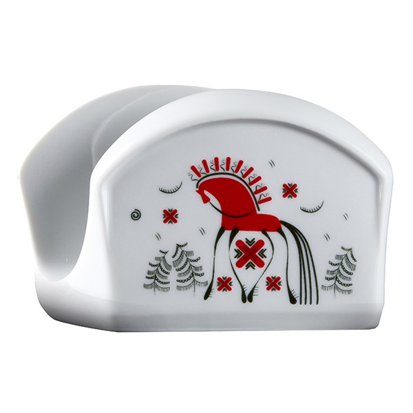 Салфетница «Мезень» Принц Кони, фарфор, 113✕40✕75 мм, белый, красный