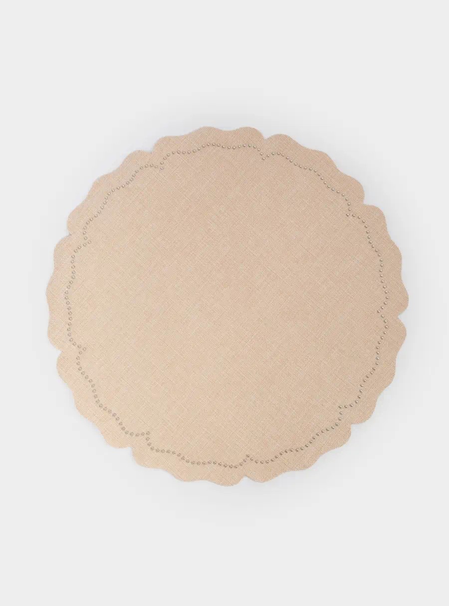 Салфетка под приборы, 38 см, полиэстер/металл, фигурная, молочная, Цветок